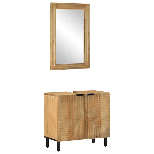 vidaXL Bathroom Furniture Set Brown Solid Mango Wood Medium