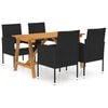 vidaXL Dining Set Black Acacia Wood, PE Rattan, Powder-Coated Steel Medium
