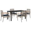 vidaXL Patio Dining Set Set of 4 Gray, Black, Navy Blue