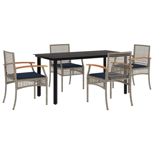vidaXL Patio Dining Set Set of 4 Gray, Black, Navy Blue