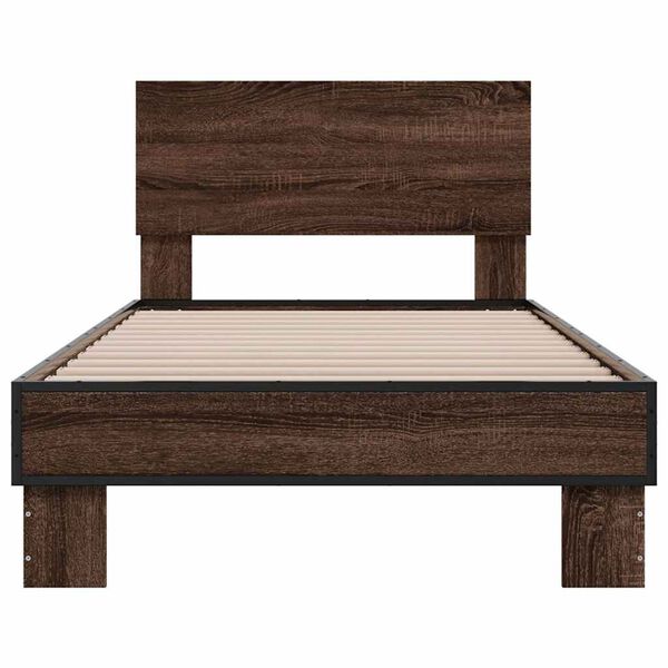 vidaXL Bed Frame Brown Oak Engineered wood Single Modern Bed Frame