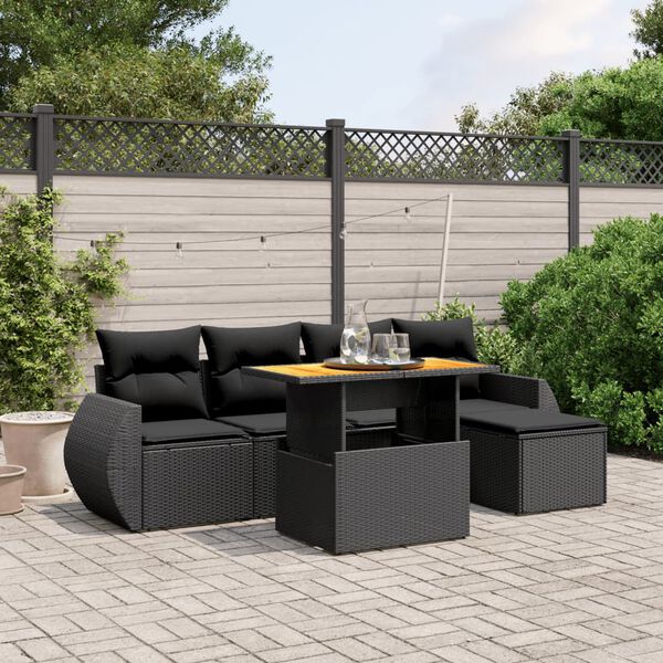 vidaXL Garden Sofa Set Black