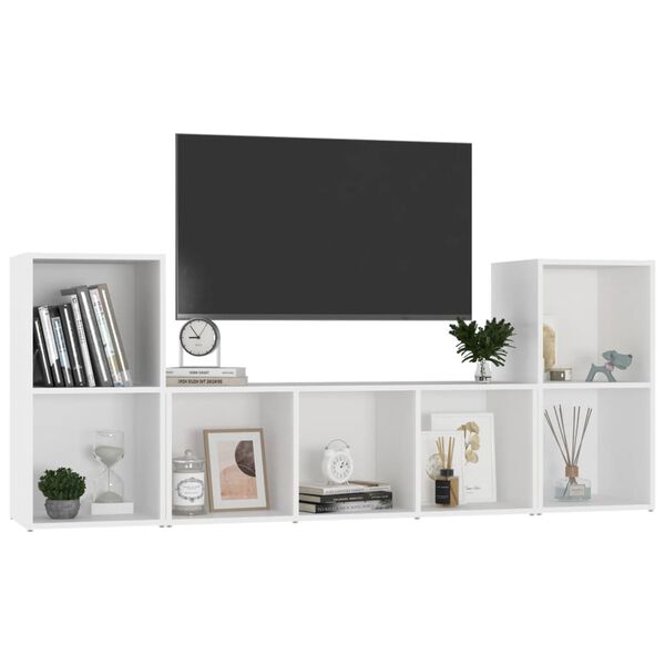 vidaXL 3 Piece TV Stand Set White Engineered Wood