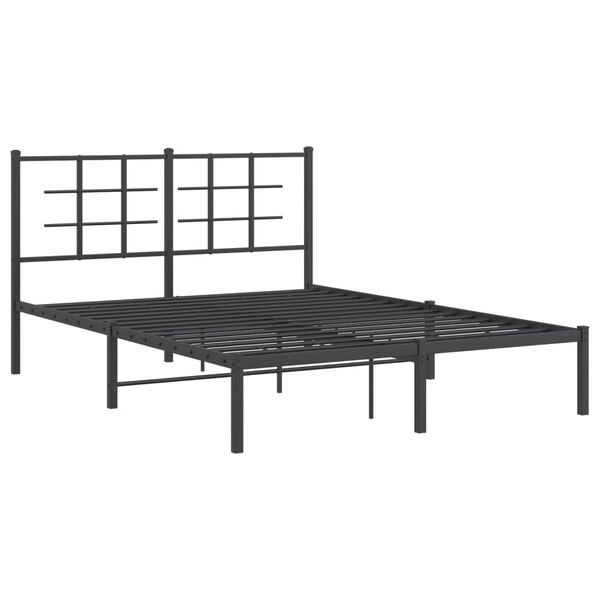 vidaXL Bed Frame Black Powder-Coated Steel Full Bed Frame Rectangular