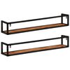 vidaXL Wall Shelf Set of 2 Natural wood and black