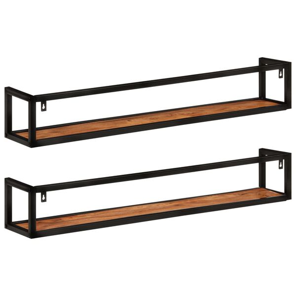vidaXL Wall Shelf Set of 2 Natural wood and black