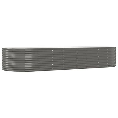 vidaXL Garden Raised Bed Gray 144.5"x55.1"x26.8" Powder-coated Steel