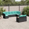 vidaXL Patio Sofa Set Black, Blue