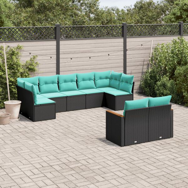 vidaXL Patio Sofa Set Black, Blue