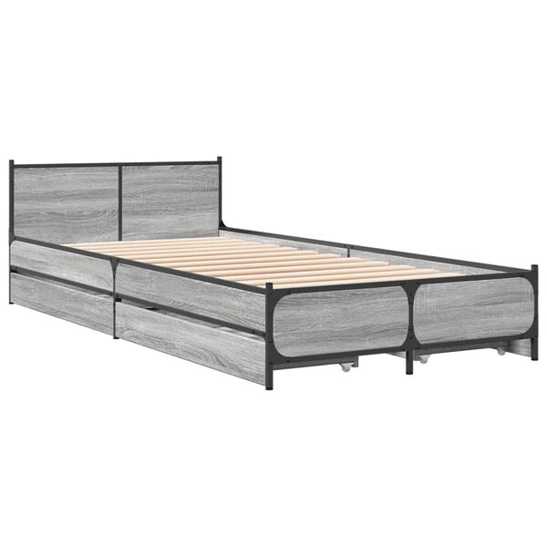 vidaXL Bed Frame Gray Sonoma Engineered wood Single Bed Frame