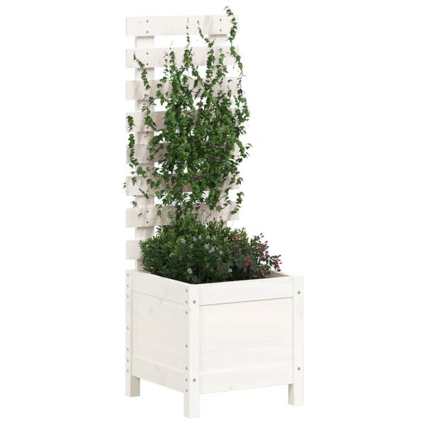 vidaXL Garden Planter White Solid Pine Wood Medium Planters