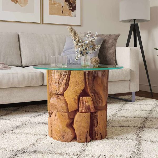 vidaXL Coffee Table Brown Solid teak driftwood Medium Coffee Table