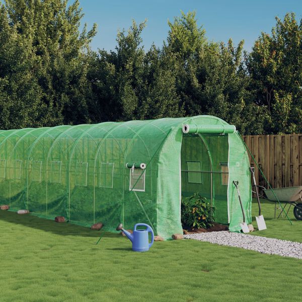 vidaXL Greenhouse Green PE (polyethylene), galvanized steel Large
