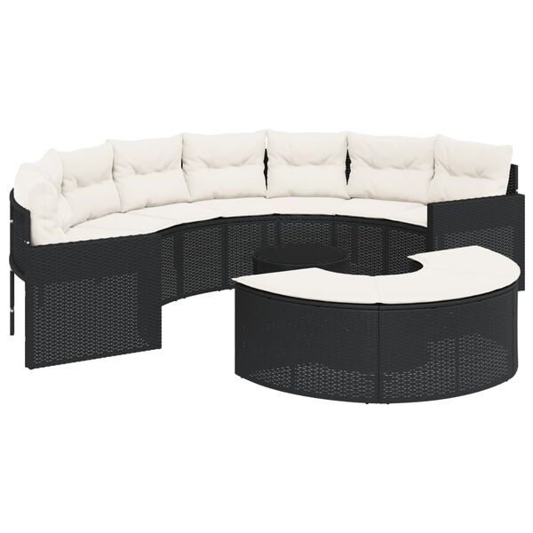 vidaXL Garden Sofa Set Black, Cream White