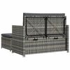 vidaXL Sofa Set Gray Poly Rattan, Powder-coated Steel, Polyester 2-seater
