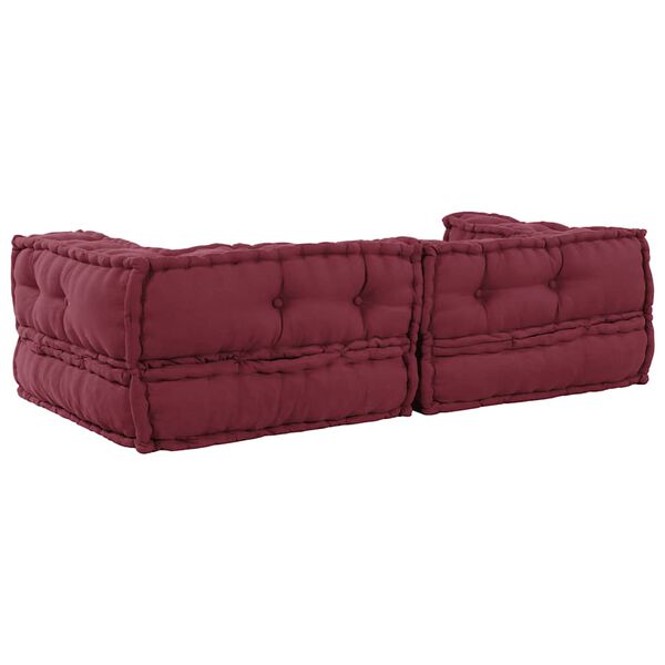 vidaXL Pouffe Maroon 100% cotton 55.1 x 27.6 x 14.2 in Modular Pouffe
