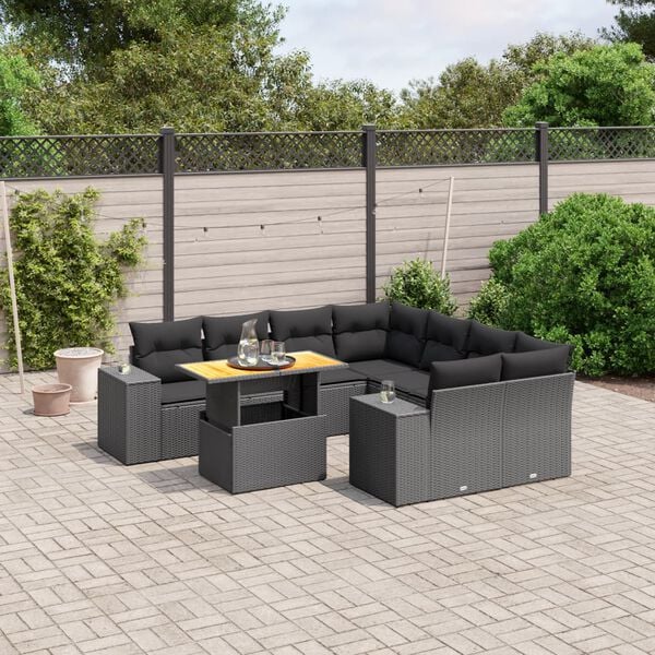 vidaXL Garden Sofa Set Black