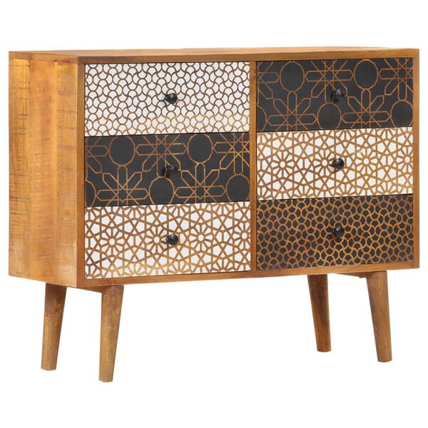 vidaXL Sideboard Brown with printed patterns Solid mango wood, MDF Medium