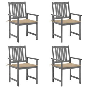 vidaXL Patio Chair Set of 4 Gray Solid acacia wood Standard Durable