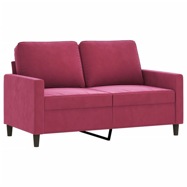 vidaXL 2-seater Sofa Wine red Velvet (100% polyester), metal, textilene