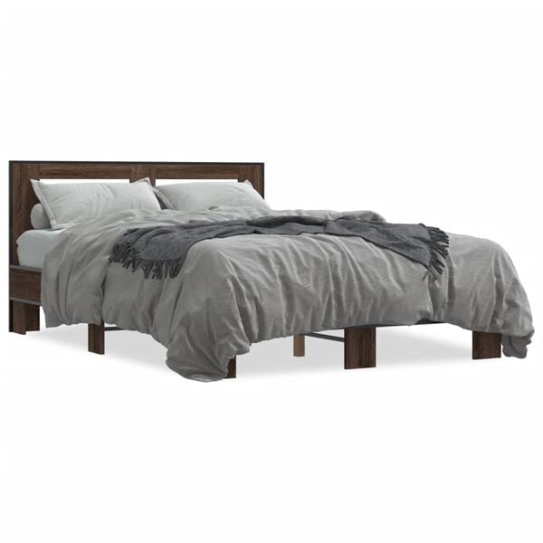 vidaXL Bed Frame Brown Oak Engineered Wood Small Double Tough