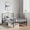 vidaXL Bed Frame Black Powder-Coated Steel Twin Bed Frame Rectangular