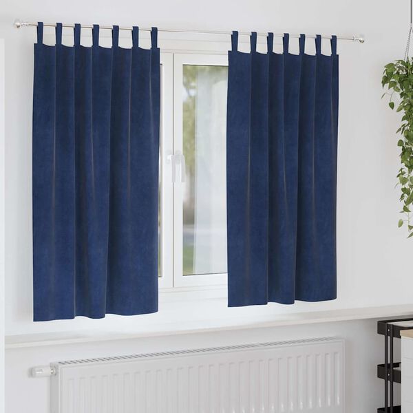 vidaXL Blackout Curtains 2 pcs Dark Blue 55.12 x 68.90 in Velvet