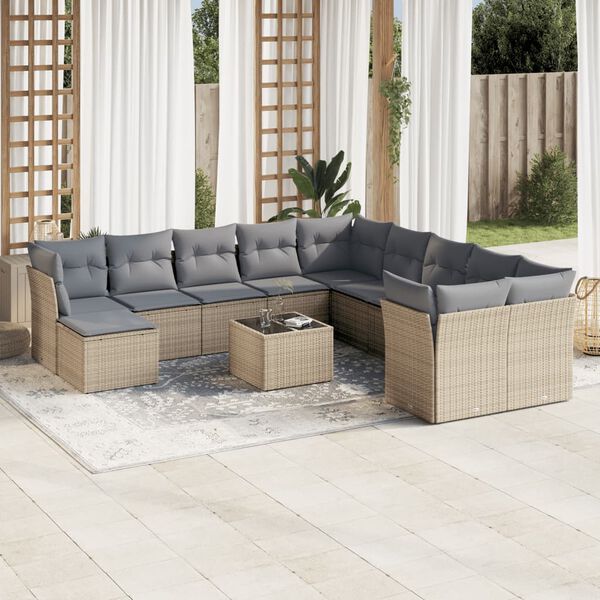 vidaXL Garden Sofa Set Beige, Light Grey
