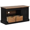 vidaXL TV Cabinet Black Solid pine wood, metal 43.3 x 15.7 x 23.6 in