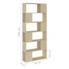 vidaXL Book Cabinet Room Divider Sonoma oak Engineered wood 73.2 in tall