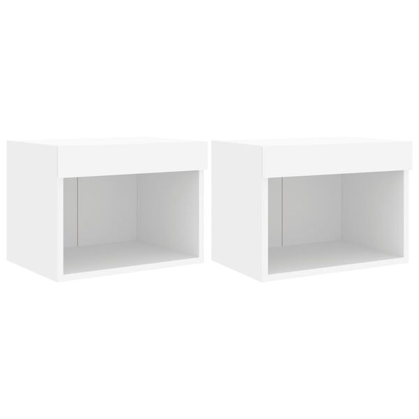 vidaXL Bedside Cabinet Set of 2 White Engineered wood Compact