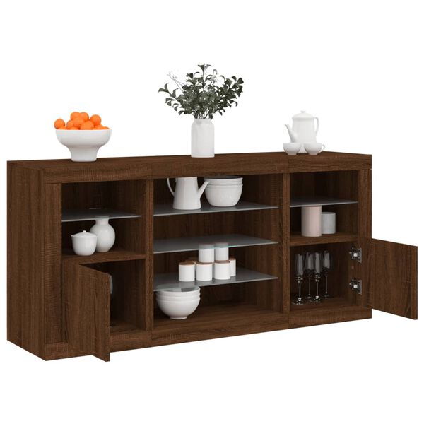vidaXL Sideboard Brown oak Engineered wood, glass Medium Sideboard