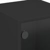 vidaXL Nightstand Black Engineered wood, glass 13.8 x 14.6 x 16.5 in