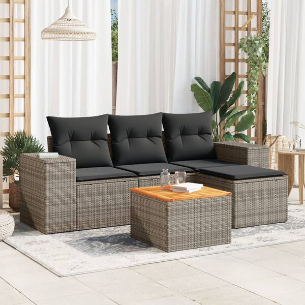 vidaXL Garden Sofa Set Grey, Dark Grey