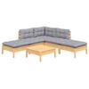 vidaXL Garden Lounge Set Grey Solid pinewood, fabric (100% polyester)