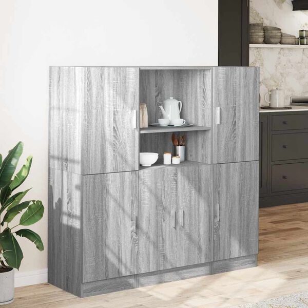 vidaXL Kitchen Cabinet Set Grey Sonoma Engineered wood