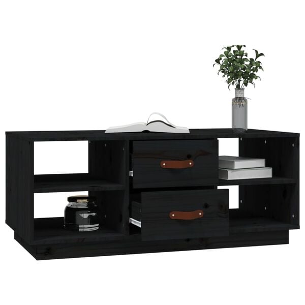 vidaXL Coffee Table Black Solid pinewood Standard coffee table size