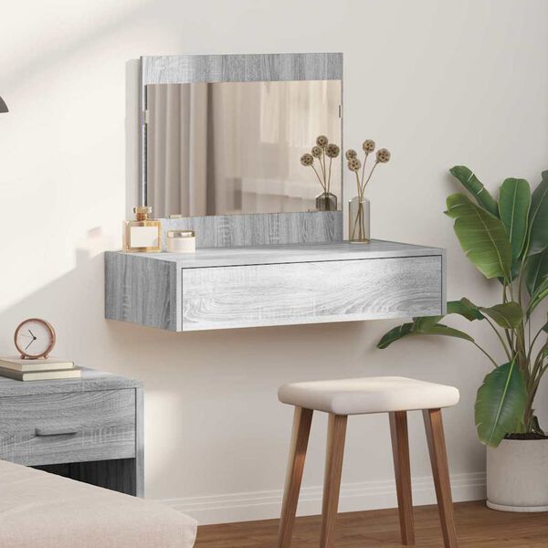 vidaXL Dressing Table Grey 32.68 x 15.75 x 27.56 in Engineered Wood