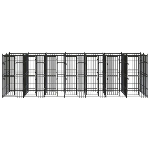 vidaXL Dog Kennel Black Powder-coated steel 12.9 sq ft Locks