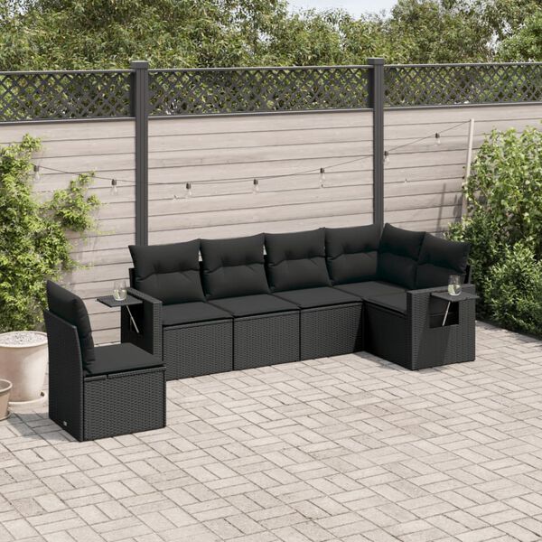 vidaXL Garden Sofa Set Black PE Rattan Large Modular Garden Sofa Set
