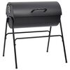 vidaXL Barrel Grill with 2 Cooking Grids Black 31.5"x37.4"x35.4" Steel