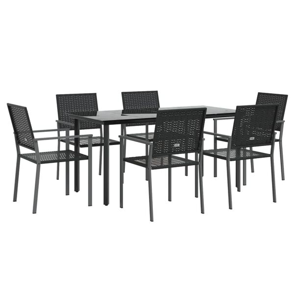 vidaXL 7 Piece Patio Dining Set Poly Rattan and Steel
