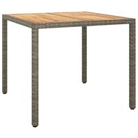 vidaXL Patio Table 35.4"x35.4"x29.5" Poly Rattan and Acacia Wood Gray