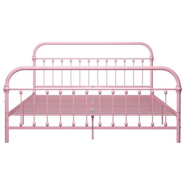 vidaXL Bed Frame Pink Metal Super King Robust Bed Frame Rectangular