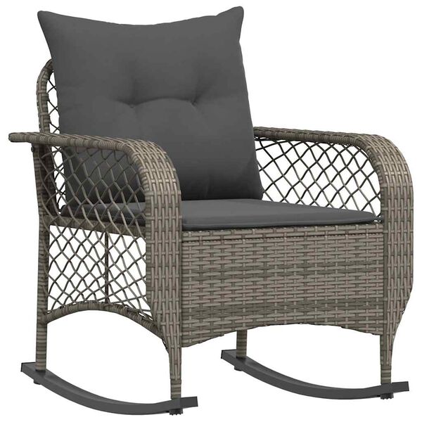 vidaXL Garden Rocking Chair Grey PE rattan, powder-coated steel