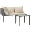 vidaXL Garden Lounge Set Gray PE rattan, steel, polyester Medium Modular
