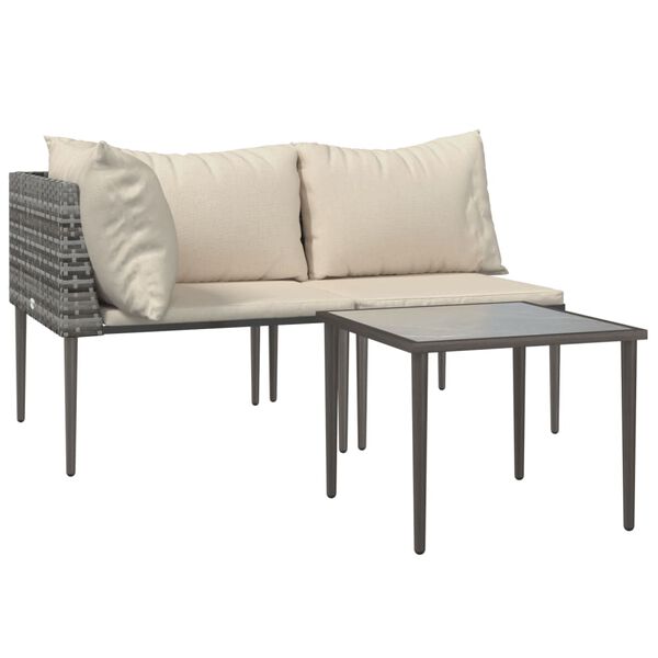 vidaXL Garden Lounge Set Gray PE rattan, steel, polyester Medium Modular