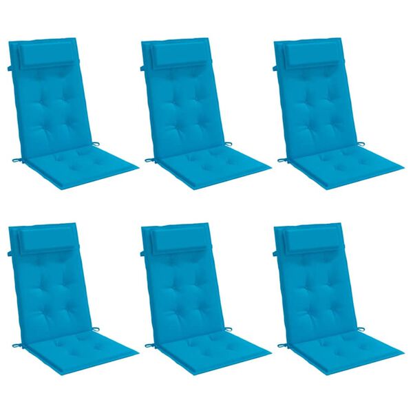 vidaXL Highback Chair Cushion Set of 6 Light blue