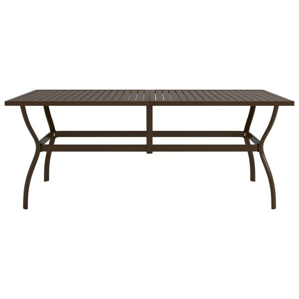 vidaXL Garden Table Brown Powder-Coated Steel 74.8 x 31.5 x 28.3 in