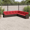 vidaXL 9 Piece Patio Sofa Set with Cushions Brown Poly Rattan